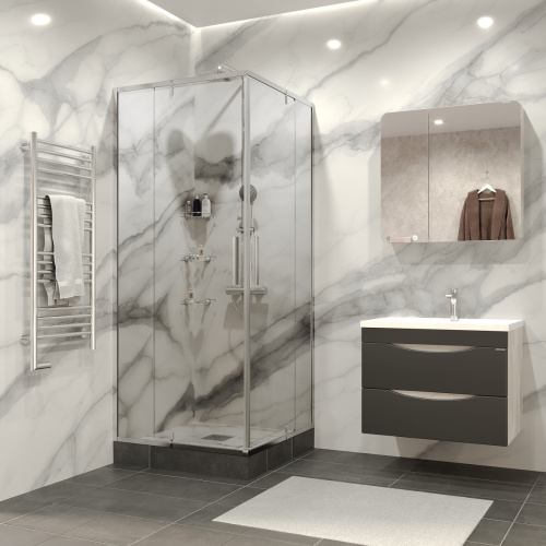 Душевой уголок Grossman Forta GR-1010Fo 100х100 стекло прозрачное профиль хром без поддона - фото 2